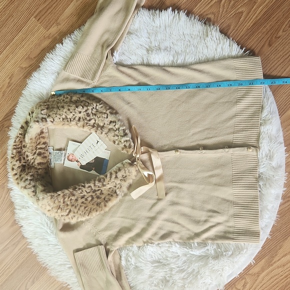 WHITE STAG Small Faux Fur Trim Sweater Women's Button Front Fall Sweater - Picture 8 of 11